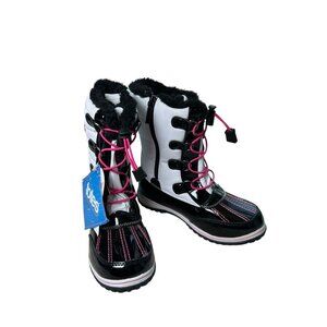 NEW Totes Snow Boots Adventure Gear Waterproof Girls Kylie Black White Sz 3 Med